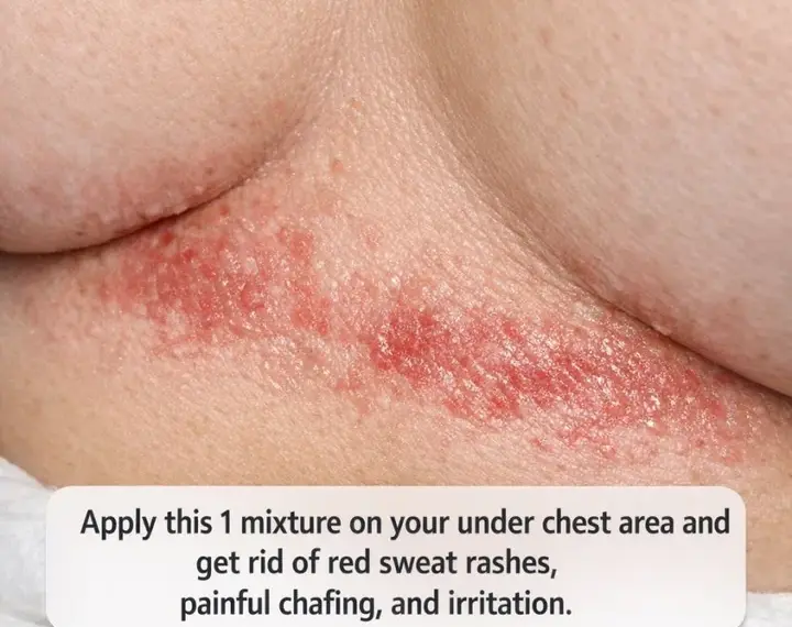 Apply this 1 mixture on your under chest area and get rid of red sweat rashes, painful chafing, and irritation.