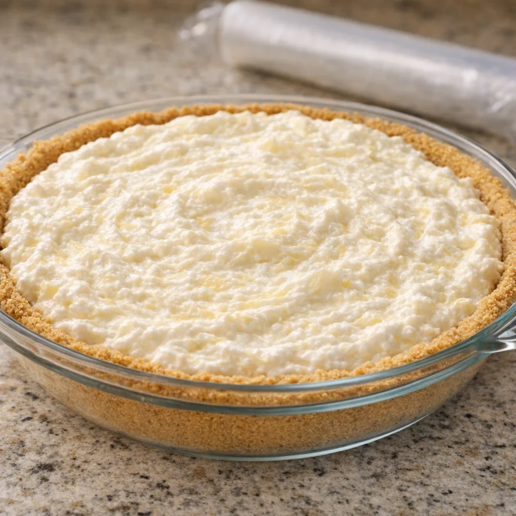 Freshly filled pie before chilling