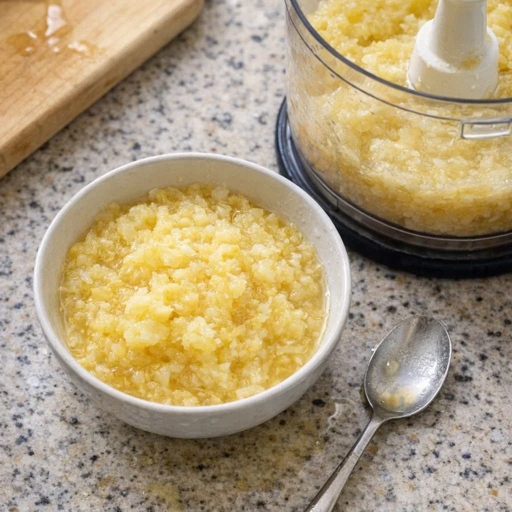 Finely chopped pineapple for a smoother pie texture